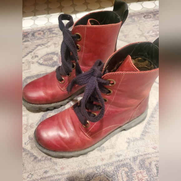 Fly London Red Lace- Up Ankle Boots (Ragi) - Picture 2 of 5